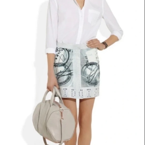 CURRENT ELLIOT X MARY KATRANTZOU THE PAST white denim skirt Sz 28 Made in USA - Picture 1 of 10